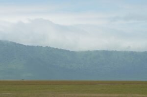 Safari vehicle on a game drive inside the Ngorongoro Crater